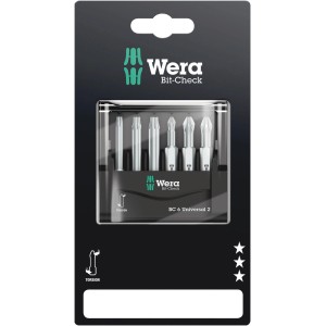 Wera Bit-Set Bit-Check 6 Universal 2, 6 pezzi, autoportante. Inserti per uso universale.