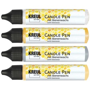 Kreul Kerzenstifte Glamour Lighting, 4er-Set in Gold, Silber und Glitzer zum Verzieren von Kerzen.