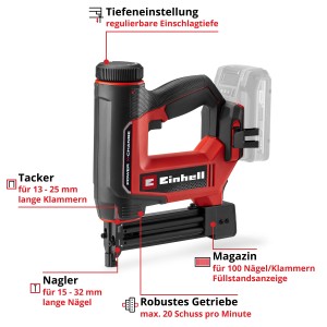 Einhell TE-CN 18/32 Li - Solo chiodatrice a batteria: Chiodatrice/cucitrice a batteria rossa/nera.