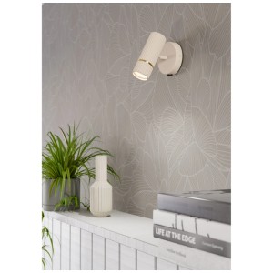 Applique murale beige Eglo Caminia en acier et laiton brossé pour salons.