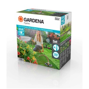 Kit de démarrage Gardena Pipeline pour l'irrigation du jardin. Ensemble avec prises d'eau et accessoires.