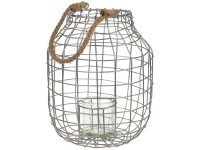 Metalldraht Laterne Silber Höhe 42 cm