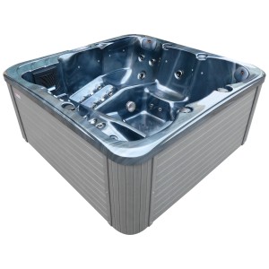 Spa extérieur noir Sonnenkönig Borneo pour 6 personnes max. Bain à remous fixe avec éclairage LED.