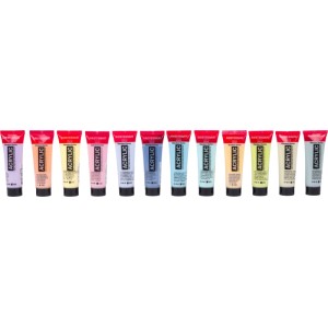 Set de peintures acryliques Amsterdam Standard Series Pastel: 12 tubes aux tons doux pour la peinture.