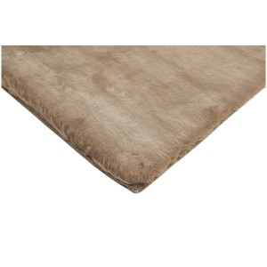 Moderner, rechteckiger Teppich Loano in Taupe (160x230cm) mit weicher Kunstfell-Oberfläche.