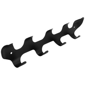 Schwarze Siro Hakenleiste aus Stahl mit 4 Haken, 300 mm lang.