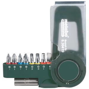 Metabo Bitbox, set di 9 inserti con codice colore e portainserti magnetico.