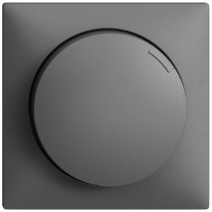 Placca frontale dimmer rotativo Feller EdizioDue, grigio scuro, per interruttori.