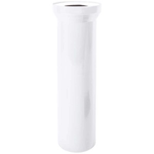 Raccord WC blanc, 400 mm, pour connecter les toilettes au tuyau d'évacuation.