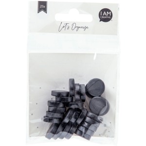 25 schwarze I Am Creative Magnete, Ø 17 mm, in transparenter Verpackung für Bastelprojekte & Büro.