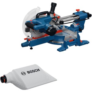 Troncatrice Bosch Professional GCM 305-216 S blu con sacchetto raccoglipolvere. Sega precisa per legno e alluminio.