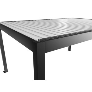 Pergola Biohort, 5x3,5m, grigio scuro e bianco. Copertura per patio con lamelle e drenaggio.