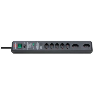 Brennenstuhl Secure-Tec multiprise, 7 prises, anthracite, avec protection contre les surtensions et câble de 3 m.