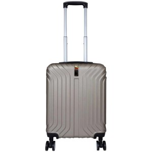 Valise trolley/bagage cabine ABS couleur champagne avec poignée télescopique et 4 roues.