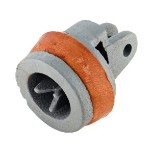 Piston en fonte avec manchette en cuir pour pompe à main.