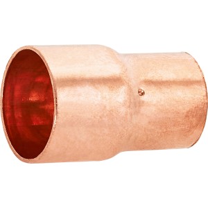 Manicotto di riduzione a saldare in rame, 22 mm x 18 mm, per collegare tubi in rame.