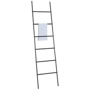 Scala portasciugamani MSV Jayden nera con 6 gradini e asciugamano.