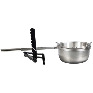 Braccio girevole doppio Nouvel nero con pentola per griglia, robusto per caminetto grill.