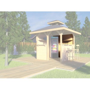 Pannello Weka chiuso per gazebo da giardino Paradies 1, in legno naturale per protezione da vento e privacy.
