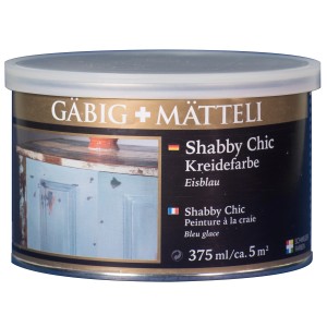 Barattolo di pittura a gesso Gäbig+Mätteli Shabby Chic Azzurro Ghiaccio, vernice opaca per mobili e pareti.