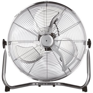 Ventilateur de sol pivotant Cool Air, Ø 45cm, 110W, avec grille métallique et pieds stables.