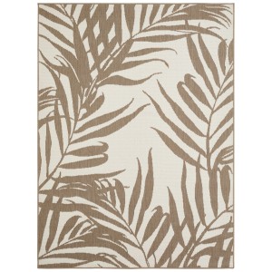 Tappeto da esterno Andiamo Reno beige-taupe con motivo a foglie di palma, 120x160 cm.