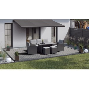 Pavé béton Etrusco anthracite nuancé, vieilli, 14x14x5 cm, pour allées et terrasses.