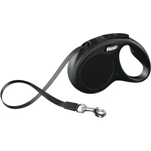 Guinzaglio avvolgibile Flexi Gurt-Roll-Leine New Classic nero, taglia S, 5 m. Guinzaglio per cani con sistema frenante.