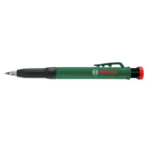 Crayon marqueur pour trous profonds Bosch, vert, avec taille-crayon pour un marquage précis.