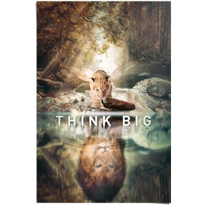 Maxiposter Think Big (61x91,5 cm) mit Löwenbaby und Spiegelung.