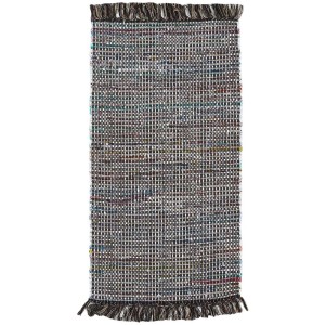 Tappeto Andiamo Frida marrone screziato, 60x110 cm, tappeto in cotone tessuto a mano con frange.