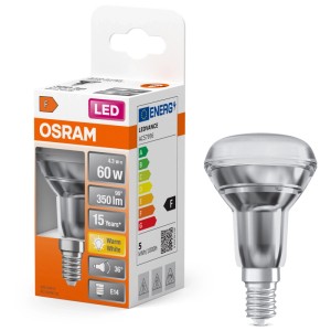 Osram LED Reflektor R50 E14, warmweiß, 60W. Kompakte LED-Lampe mit E14-Sockel für vielfältige Anwendungen.