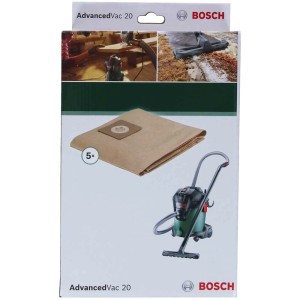 Sacs à poussière en papier Bosch pour Advanced Vac 20, lot de 5. Sacs pour aspirateur.