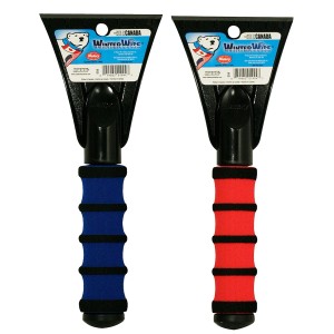 Grattoir à glace Mallory Maxx XS bleu et rouge avec poignée souple.