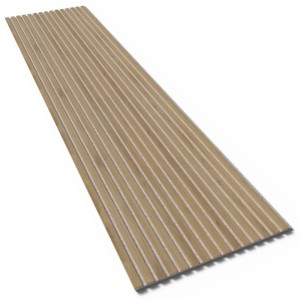 Denpanels Akustikpaneel Eiche Dunkel, 240x60cm, mit grauem Filz. Schallschutz für Wand und Decke.