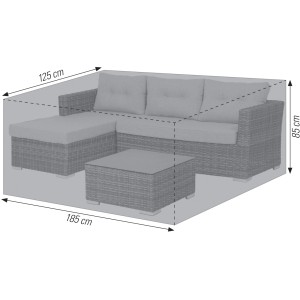 Copertura grigia Acamp per piccoli set lounge, 185x125x85 cm, protegge i mobili da giardino dagli agenti atmosferici.