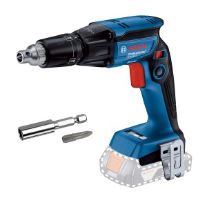 Avvitatore per cartongesso a batteria Bosch Professional GTB 18V-45 (senza batteria/caricabatterie) con inserto e portainserto.