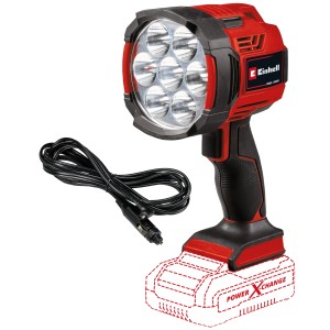 Einhell Power X-Change TE-CL 18/2500 LiAC Solo lampada a batteria, rosso/nero, con 7 LED e cavo. Utensile a batteria senza batteria.