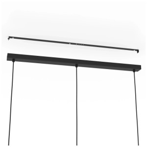 Suspension Eglo Romazzina, 3 lampes, acier noir, hauteur réglable.