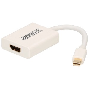 Weißer Schwaiger Mini DisplayPort Adapter für HDMI-Anschluss.