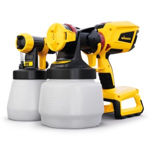 Sistema di verniciatura a spruzzo a batteria Wagner W 600 FLEXiO 18V con due ugelli.
