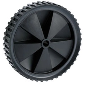Roue noire Doerner + Helmer (Ø 15cm) avec profil à crampons et jante en plastique.