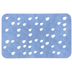 Tappetino doccia Spirella Drops blu, 53x35 cm, con fori a forma di goccia per una presa sicura nella doccia.