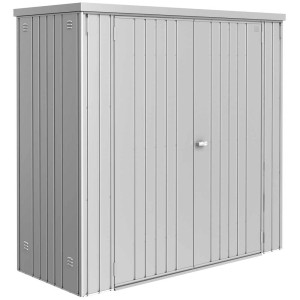 Armadio porta attrezzi Biohort Gr. 190 in argento metallizzato per giardino, terrazza o garage.