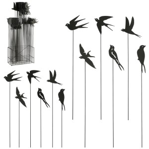 Mica Decorations Gartenstecker Schwalbe, schwarz, verschiedene Flugpositionen, Gartendeko.