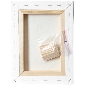 3er Set Keilrahmen, 18x24 cm, weiße Leinwand und Spannkeile.