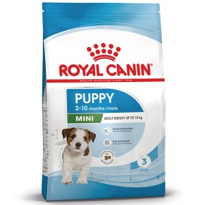 ROYAL CANIN Mini Puppy cibo secco per cuccioli di piccola taglia, confezione blu con immagine di cucciolo, supporta immunità e cervello.