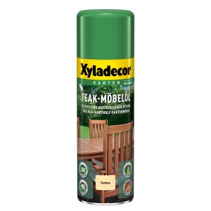 Huile pour meubles en teck Xyladecor incolore, boîte de 500 ml pour l'entretien et la protection des meubles de jardin en teck.
