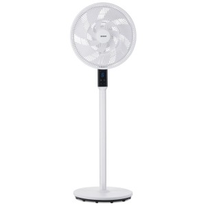 Ventilateur sur pied blanc Trisa Comfort Breeze X83 Plus avec base ronde et affichage numérique.