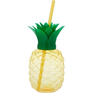 Gobelet en forme d'ananas avec paille, en polypropylène.